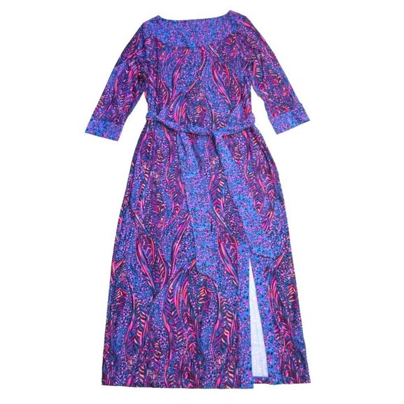 NWT Lilly Pulitzer Clarabella Midi in Blue Flare Pawsitive ChillyLilly Dress XL